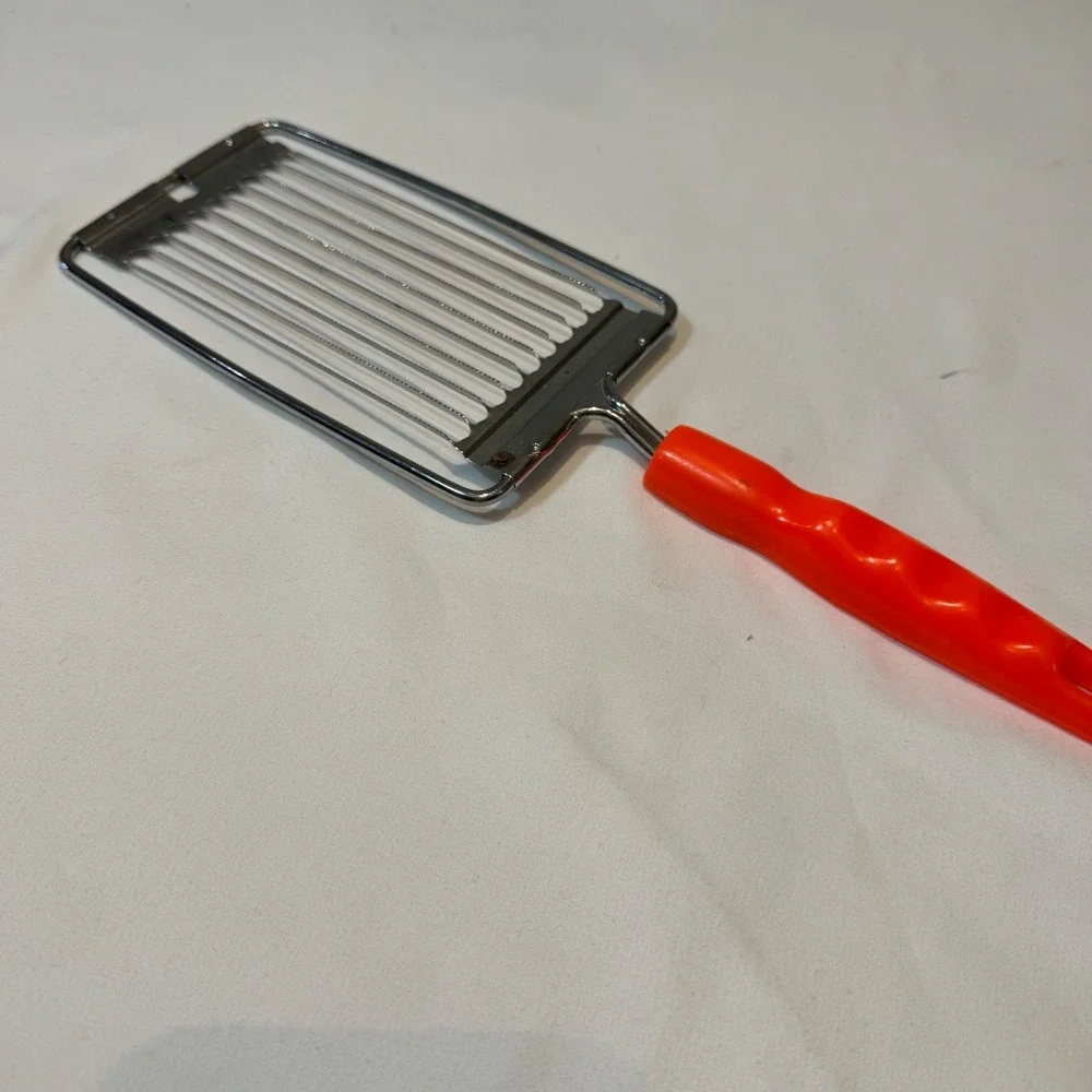 Vintage Handheld Wire Cheese‎ Butter Egg Cutter Orange Handle Stainless Steel